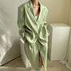 SuperAen 2022 Office Lady Solid Retro All Match Split Skirt Set+ Loose Suit Coat