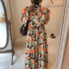 SuperAen 2022 Spring Autumn Plus Size Loose Fungus Lace Peter Pan Collar A-LINE Casual Floral Print Dresses for Women