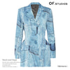SuperAen 2023 Denim Graffiti Printed Satin Material Waist-exposed Notched Office Lady Blazer Jacket Women