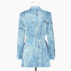 SuperAen 2023 Denim Graffiti Printed Satin Material Waist-exposed Notched Office Lady Blazer Jacket Women