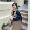 SuperAen Autumn 2023 Design Fake Two Pieces Contrast Color Blazer Women's Loose Casual Blazer