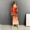 SuperAen Batwing Sleeve Printed Casual Dress Women's Style Autumn 2022 Plus Size V-neck Slim