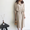 Cotton Linen Women Dress Summer New 2022 Solid Color Fashion Ladies Dress Long Sleeve Loose Wild Korean Style Dresses