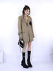 SuperAen Fake Two-piece Stitching Letter Shoulder Design Sense Suit Jacket Autumn 2023 Female Blazer
