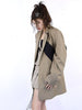 SuperAen Fake Two-piece Stitching Letter Shoulder Design Sense Suit Jacket Autumn 2023 Female Blazer