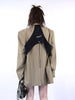 SuperAen Fake Two-piece Stitching Letter Shoulder Design Sense Suit Jacket Autumn 2023 Female Blazer