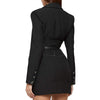 SuperAen Clothes 2023 Spring Slim Fit Sexy Belt Notched Black Office Lady Suit Coat Jacket Women