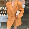 SuperAen Korea Chic Autumn Retro Suit Collar Double-breasted Lace Waist Loose Long Sleeve Blazer Jacket Female