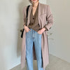 SuperAen Korean Chic Autumn Retro V-neck One Button Loose Large Pocket Design Split Blazer Suit Coat for Women
