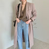 SuperAen Korean Chic Autumn Retro V-neck One Button Loose Large Pocket Design Split Blazer Suit Coat for Women