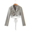 SuperAen 2023 Solid Double Breasted Full Notched Office Lady Short Suit Jacket Women