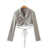 SuperAen 2023 Solid Double Breasted Full Notched Office Lady Short Suit Jacket Women