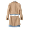 SuperAen Design Women's 2022 Fall Denim Shirt Suit Jacket Skirt Suits Two-piece Set