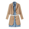 SuperAen Design Women's 2022 Fall Denim Shirt Suit Jacket Skirt Suits Two-piece Set