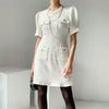 SuperAen O Neck Three-dimensional Granular Multiple Pockets A-LINE Casual Solid Office Lady Dresses for Women