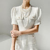 SuperAen O Neck Three-dimensional Granular Multiple Pockets A-LINE Casual Solid Office Lady Dresses for Women