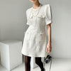 SuperAen O Neck Three-dimensional Granular Multiple Pockets A-LINE Casual Solid Office Lady Dresses for Women