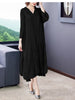 SuperAen Plus Size 2022 Spring Pleated Hooded Loose Solid A-LINE Casual Mid-Calf Dress for Women