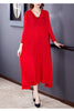 SuperAen Plus Size 2022 Spring Pleated Hooded Loose Solid A-LINE Casual Mid-Calf Dress for Women