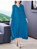 SuperAen Plus Size 2022 Spring Pleated Hooded Loose Solid A-LINE Casual Mid-Calf Dress for Women