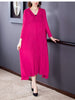 SuperAen Plus Size 2022 Spring Pleated Hooded Loose Solid A-LINE Casual Mid-Calf Dress for Women