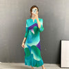 SuperAen Printed Loose Slim Autumn 2022 Three Quarter Straight V-Neck Casual Mid-Calf Dresses Women