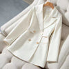 SuperAen Solid Notched Double Breasted Blazer Coat 2023 Summer Design Office Lady Oversized Women Blazers