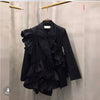 SuperAen Spring Korean Style Uffle Stitching Design Casual Black Jackets for Women Blazer