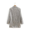 SuperAen Spring Style Solid Sequin Embroidery Notched Double Breasted Full Jacket Women Blazers
