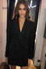 Supermodel Kaiagerbe Street Shoot The Same V-Neck Classic Black Suit 2023 Autumn All-Match Waist Double-Breasted Jacket