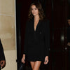 Supermodel Kaiagerbe Street Shoot The Same V-Neck Classic Black Suit 2023 Autumn All-Match Waist Double-Breasted Jacket