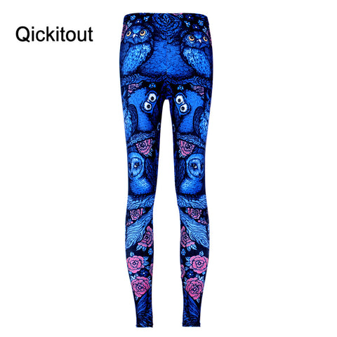 Supernova Sale Womens Blue MIDNIGHT OWL LEGGINGS - LIMITED Digital Printed Milk Vintage Fitness Pants