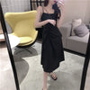 Suspender Dress Women's Clothing 2022  Summer off-the-Shoulder Waist Mid-Length Dress Elegant Slim Pleated Dress
