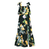 Suspenders Square Collar Ruffles Beach Dress for Women Lace Up Floral Print Bohemia Dresses High Waist Slim Sexy Slit Maxi Dress