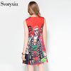 Fashion Designer Summer Sleeveless Short Dress Women's Cartoon Character letter Print Jacquard Red Mini Dress