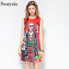 Fashion Designer Summer Sleeveless Short Dress Women's Cartoon Character letter Print Jacquard Red Mini Dress