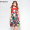 Fashion Designer Summer Sleeveless Short Dress Women's Cartoon Character letter Print Jacquard Red Mini Dress