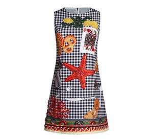 Runway Vintage Houndstooth Short Dress Women's luxurious Beading Diamonds Starfish Poker Cards Print Sleeveless Dress