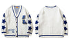 Sweater Coat Men Embroidery Star Knitted Cardigan Jumpers Sweaters 2023 Autumn Harajuku Casual Streetwear Sweater Jacket