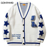 Sweater Coat Men Embroidery Star Knitted Cardigan Jumpers Sweaters 2023 Autumn Harajuku Casual Streetwear Sweater Jacket