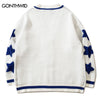 Sweater Coat Men Embroidery Star Knitted Cardigan Jumpers Sweaters 2023 Autumn Harajuku Casual Streetwear Sweater Jacket