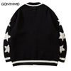 Sweater Coat Men Embroidery Star Knitted Cardigan Jumpers Sweaters 2023 Autumn Harajuku Casual Streetwear Sweater Jacket