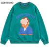 Sweatshirt Hoodies Harajuku Hip Hop Pixel Van Gogh Print Casual Crew Sweatshirts Streetwear 2023 Autumn Loose Sweatshirt