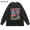 Sweatshirt Men Hip Hop Retro Car Print Pullover Hoodie Vintage Casual Cotton Loose Streetwear 2023 Harajuku Sweatshirt
