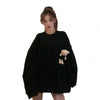 Sweatshirt Women Autumn Long Sleeve Pocket Cute Bear Blouse Top O Neck Oversized Sweatshirt