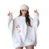 Sweatshirt Women Autumn Long Sleeve Pocket Cute Bear Blouse Top O Neck Oversized Sweatshirt