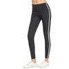 Dark Grey Striped Side Leggings Women Mid Waist Fitness Exercise Leggings 2022 Stretchy Leggings For Ladies