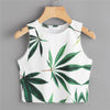 Leaf Print Crop Casual Tank Top 2022 New Arrival Tropical Woman Clothing Ladies Multicolor Round Neck Crop Vest