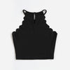 Scallop Trim Halter Casual Top 2022 New Arrival Sleeveless Woman Vest Ladies Black Slim Fit Plain Crop Camisole
