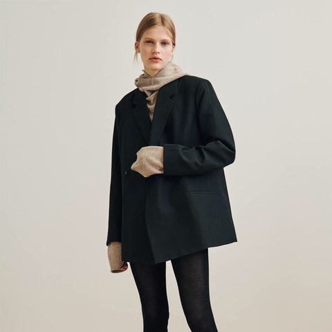 Sweden Totem* women coat suit wood polyester double breasted casual office style blazer